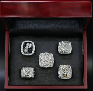 5PCS One Set San Antonio Spurs Basketball championship ring 11S with case&iuml;&frac14;�732&iuml;&frac14;�