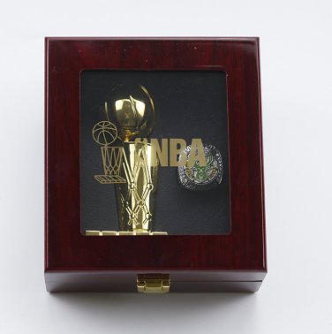 Set 2021 Milwaukee Bucks Basketball NBA Championship Ring and thropy with case&iuml;&frac14;�748&iuml;&frac14;�