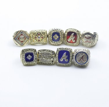 9PCS Atlanta Braves MLB world series championship rings 11 size without case&iuml;&frac14;�1010&iuml;&frac14;�