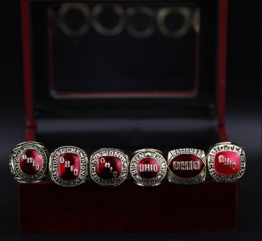 Set 6 PCS New Ohio State Buckeyes NCAA championship rings 11 size with case&iuml;&frac14;�1055&iuml;&frac14;�