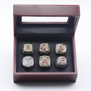 6PCS alabama crison tide NCAA championship rings 11 size with case&iuml;&frac14;�1063&iuml;&frac14;�