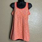 Lucy Tech Tank Top Key Hole Cinch Hem Open Back Large Orange Yoga Top Drawstring