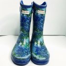 Hunter Rain Boots Youth Kids Size 3 Blue Green Abstract Tall Pull On Target EUC