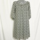 Sweet Pea Dress Womens L Green Pattern Round Neck 3/4 Sleeve Geo Abstract Anthro