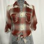 American Rag Cie Red Plaid Crochet Open Back Shirt Women Size S Front Tie