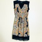 Enfocus Studio Black Multicolor Paisley Print SS V Neck Dress A-line Size 6