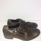 Zara Loafers Men Size 40 Brown Double Monk Strap Leather Suede Shoes Distressed