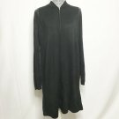 Calvin Klein Dress Women L Black Knit Front Zip Long Sleeve Leather Trim Knit