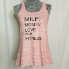 Bella Women Tank Top Small Pink Heather MILF Racerback Scoop Neck Cardio Workout
