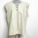 For Cynthia Shirt Women Size XL Gold Shimmer Metallic Linen Tie Neck Sleeveless