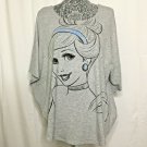 Disney Parks Shirt Women Size XL Gray Princess Short Batwing Sleeve Round Neck