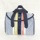 Tommy Hilfiger Handbag Mini Duffle Blue Striped Cloth Yellow Red Patent Leather