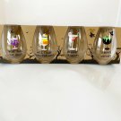 Halloween Witch Crafters Spooky Stemless Wine Glasses Set of 4 Black Orange Red