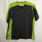 Reebok Shirt Men Size 3XL Gray Green V Neck Short Sleeve Play Dry Heathered