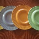 NEW Set of 4 - LIZ ROSS STONEWARE Saucers THE MONKEY & THE PEDDLER  PLATES 2003