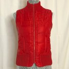 Magellan Red Puffer Knit Back Collared Vest Jacket Women Size Small Sleeveless