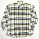 Larro Shirts Men Shirt L Black Yellow Plaid Button Down Collar LS Buttoned Front