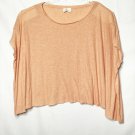 Zara Top Women S Light Orange Boat Neck Short Sleeve Peach Cropped Shirt Dolman