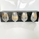 Halloween Stemless Wine Wicked Spiders Glasses Witch Stemless 16 oz Set of 4 NEW