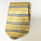 Tommy Hilfiger Tie Yellow Gray Striped Thick Presidential 100% Silk Neck Tie
