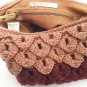 Roxy Purse Red Brown Peach Crochet Chunky Knit Bag with Short Shoulder Strap