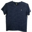Polo Shirt Men XL Blue V Neck Short Sleeve Heathered 100% Cotton