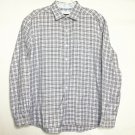 Johnston & Murphy Shirt Men XXL Gray White Brown Plaid Buttoned Down Collar LS