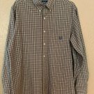 Chaps Shirt Men Size L Easy Care Button Down Brown Plaid Checker Long Sleeve