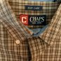Chaps Shirt Men Size L Easy Care Button Down Brown Plaid Checker Long Sleeve