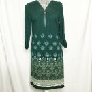 Allison Brittney Green Dot 1/2 Top Zipper Knit Dress Size 6 Long Sleeve Pattern