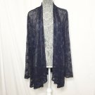 Serengeti Coverup Women Size OS Blue Eyelet Pattern Star Long Sleeve Open Front