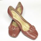 BCBG Shoes Women Size 7 1/2B Red Buckle Decor MED HEEL Classic Pump