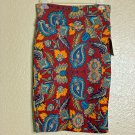 LulaRoe Skirt Women XS Cassie Red Aqua Coral Floral Pencil Polyester Blend NWT