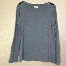 Madewell Heathered Gray Cotton Tunic Scoop Neck L Tunic Blue Shoulder Strip LS