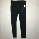 Maurices Pants Women Size 0 Black Leggings Faux Leather Trim Ankle Length NWT