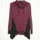 Verve Ami Pullover Shirt Women Size M Red Drawstring Neck Long Sleeve Burgundy