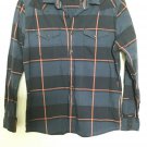 Roebuck & Co Men Shirt SZ Large Blue Plaid Red Stripe Button Up Front LS Pocket