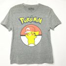 Pokemon Pikachu T-Shirt Unisex Size Large Gray Round Neck Short Sleeve WOW Tee