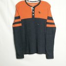 Abercrombie Kids Boys 15/16 Long Sleeve Shirt Orange Dark Grey Soft 1/4 Button