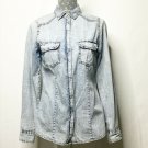 Dizzy Lizzy Women S Denim Shirt Collared Pearl Snap Front Long Sleeve Pockets