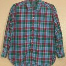 LizWear Women’s Long Sleeve Bottom Up Red Green Plaid Shirt 100% Cotton Size L