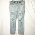 American Eagle Women Tomgirl Jeans 14 Long Distressed Destroyed Buttoned Fly NWT