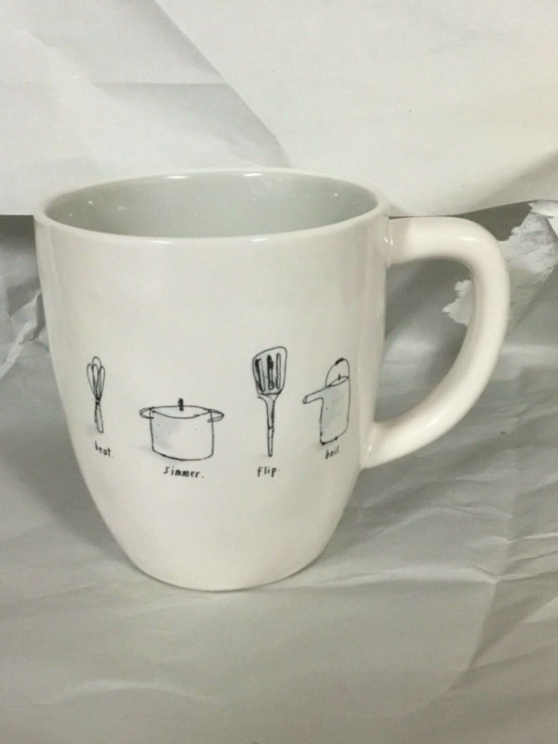 RAE DUNN BEAT SIMMER FLIP BOIL ICONS MUG CUP COFFEE TEA COCOA ESSENTIALS NEW