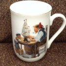 Norman Rockwell Museum "For A Good Boy" Collectible Coffee Mug Tea Cup Gold Trim