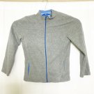 Starter Fleece Jacket Girl XL 14-16 Gray Blue Zipper Front Pockets Long Sleeve