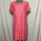 Isaac Mizrahi Live! Pink Dress Size L Large Laced Fully Lined Round Neck Short S