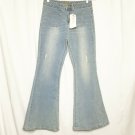 Justice Jeans Girls 12 1/2 Blue Denim High Waist Super Skinny Flare Cotton Blend