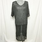 Look By M Women Cover Up Black See Through Open Knit Side Split Long Maxi NWT