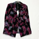 Lane Bryant Women Blazer 16 Black Pink Floral Easter Long Sleeved One Button