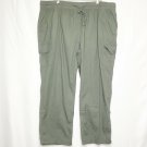Woman Within Women Pants Size 28W Green Olive Cargo Relaxed Fit Stretchy Waist